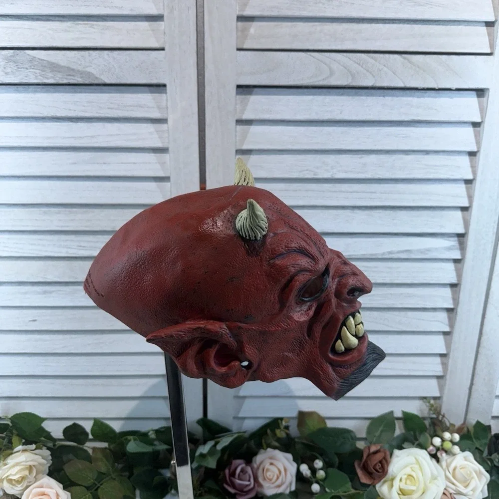 VTG 2000 Don Post Studios Mask Satan Devil‎ Lucifer Red Latex  Adult Halloween
